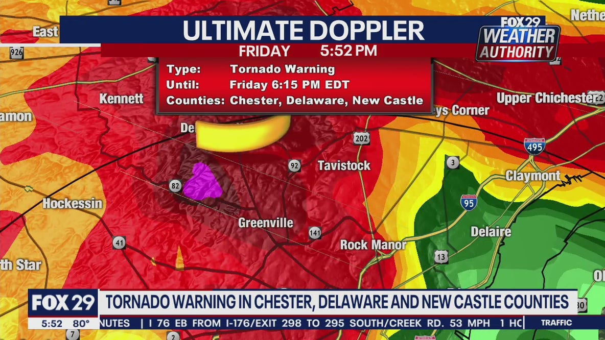 Tornado Warning issued for Chester, Delaware and New Castle counties